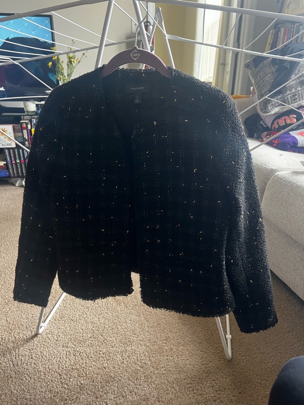 Women's Halogen Black & Gold Tweed Jacket